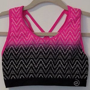 Be Inspired hot pink & black sports bra with removable pads sz: M